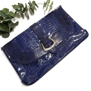 White House Black Market oversized blue clutch